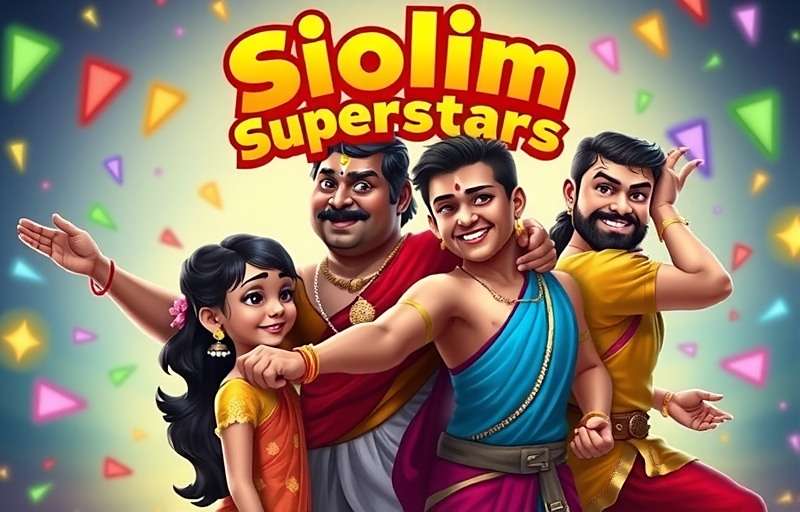 Siolim Superstars Official Cover Siolim Superstars game cover featuring colorful Indian characters in traditional clothing celebrating a festival